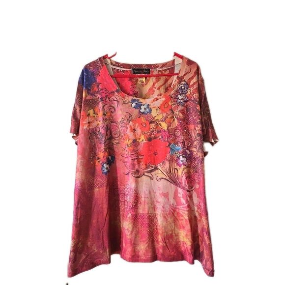 Appropriate Behavior Shirt Womens 3X Blue Embellished Short Sleeve Tee Stretch - Picture 1 of 7